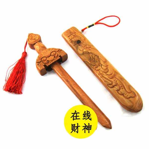 在线财神网开光龙凤桃木剑 桃木真假辨别常识